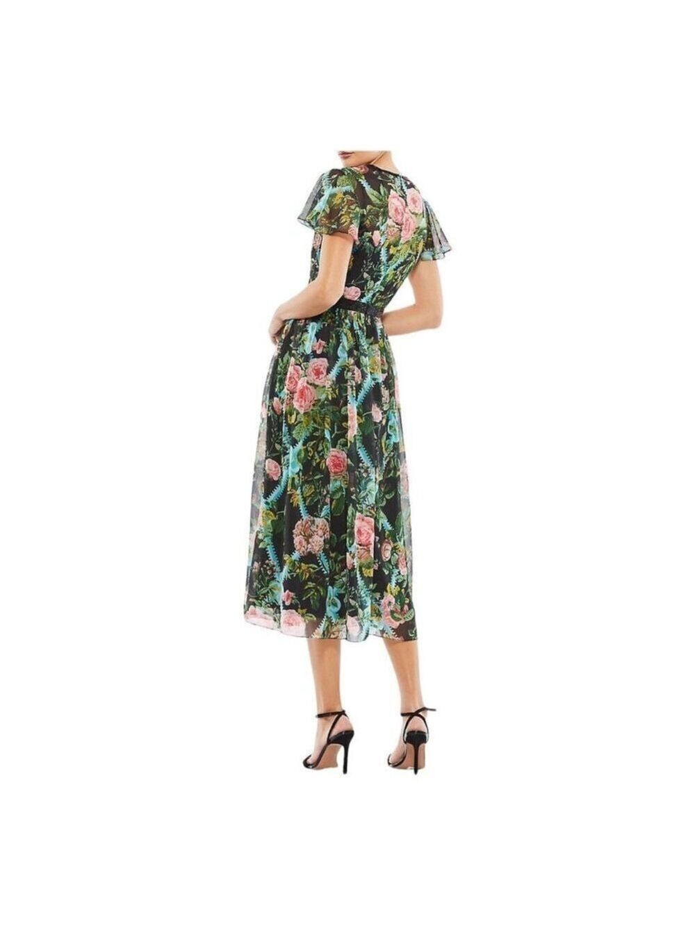 Mac Duggal Floral Midi Dress Size 12 - Picture 3 of 5